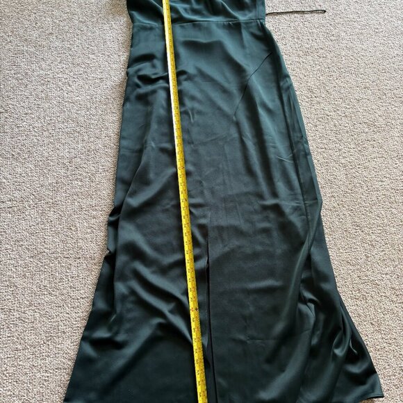 BHLDN Forest Green Maxi Slip Dress | Size 16 | Crisscross Back & High Slit - Picture 10 of 11